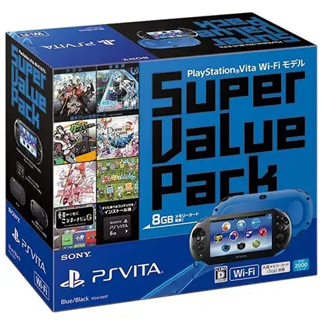 PlayStation Vita Super Value Pack Wi-Fiモデル PCHJ-10017 ブルー/ブラック (付属品の付属は無し)の商品画像